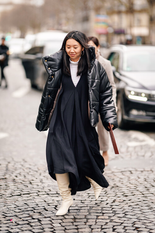 Streetstyle: как носить пуховики с платьями этой зимой - «Уличный стиль»